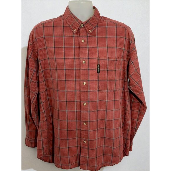 Columbia Men’s Red Windowpane Plaid l Shirt Size L Long Sleeve Outdoor Casual - Picture 3 of 8